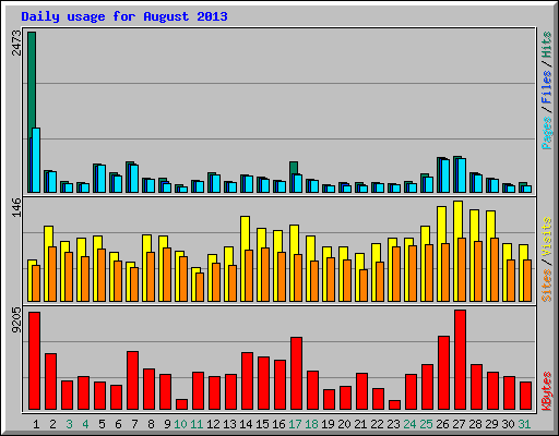 Daily usage for August 2013