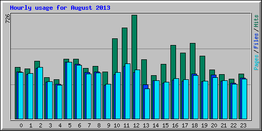 Hourly usage for August 2013