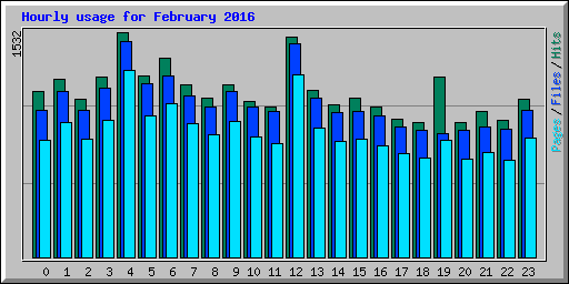 Hourly usage for February 2016